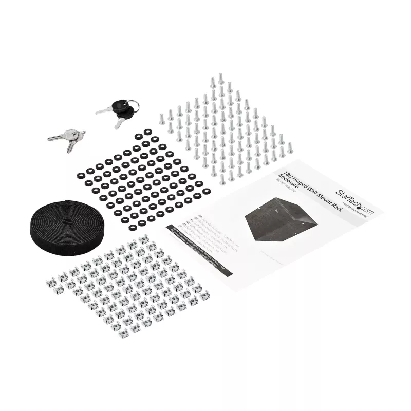StarTech.com 4-Post 18U Wandmontage Netzwerkschrank mit 1U Ablage, 19 Zoll klappbarer wandmontierter Serverschrank für Daten/AV/Elektronik/Computerausrüstung, flexibles belüftetes Rackgehäuse
