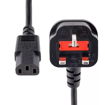 StarTech.com 10ft (3m) UK Computer-Netzkabel, 18AWG, BS 1363 auf C13, 10A 250V, Schwarzes Ersatz-AC-Netzkabel, Kaltgerätekabel / UK-Netzkabel, PC-Netzteil-Kabel, TV-/Monitor-Netzkabel