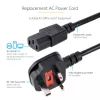 StarTech.com 10ft (3m) UK Computer-Netzkabel, 18AWG, BS 1363 auf C13, 10A 250V, Schwarzes Ersatz-AC-Netzkabel, Kaltgerätekabel / UK-Netzkabel, PC-Netzteil-Kabel, TV-/Monitor-Netzkabel