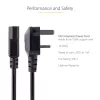 StarTech.com 10ft (3m) UK Computer-Netzkabel, 18AWG, BS 1363 auf C13, 10A 250V, Schwarzes Ersatz-AC-Netzkabel, Kaltgerätekabel / UK-Netzkabel, PC-Netzteil-Kabel, TV-/Monitor-Netzkabel