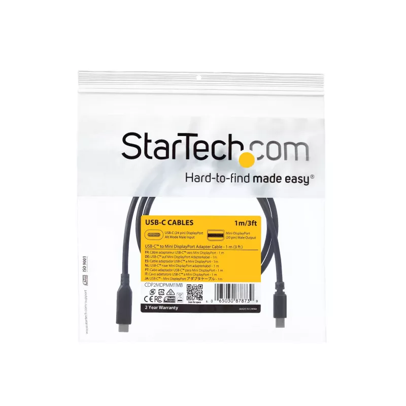 StarTech.com USB-C-auf-Mini-DisplayPort-Kabel – 1 m (3,3 ft.), 4K 60 Hz – Schwarz
