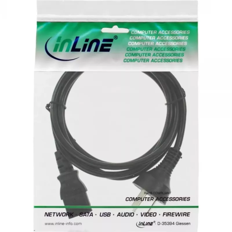 InLine Netzkabel, China-Stecker männlich / 3-polig IEC C13 männlich, 1,8 m