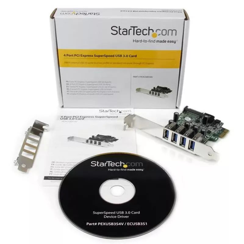 StarTech.com 4-Port PCI Express PCIe SuperSpeed USB 3.0 Controller-Kartenadapter mit UASP – SATA-Stromversorgung