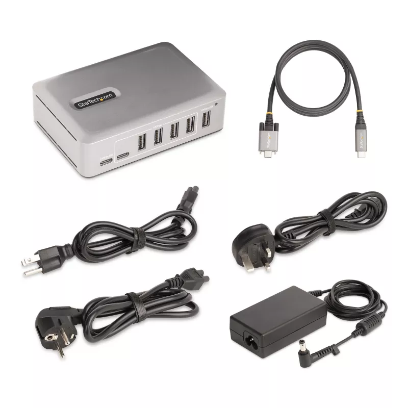 StarTech.com 7-Port USB-C Hub - 5x USB-A + 2x USB-C - Self-Powered w/65W Power Supply - USB 3.1 10Gbps - Desktop/Laptop USB Hub w/3ft USB-IF Certified Locking Kabel - USB C Hub