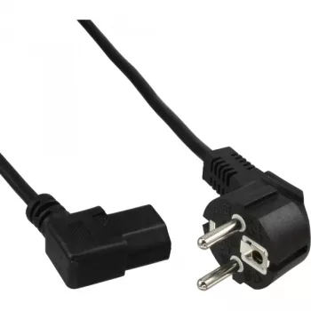 InLine Netzkabel, CEE 7/7 gewinkelt / 3-polig IEC C13 linksgewinkelt, schwarz, 0,5 m
