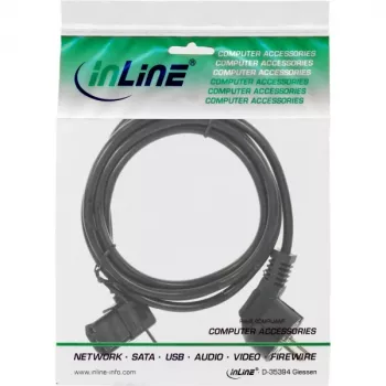 InLine Netzkabel, CEE 7/7 gewinkelt / 3-polig IEC C13 linksgewinkelt, schwarz, 0,5 m