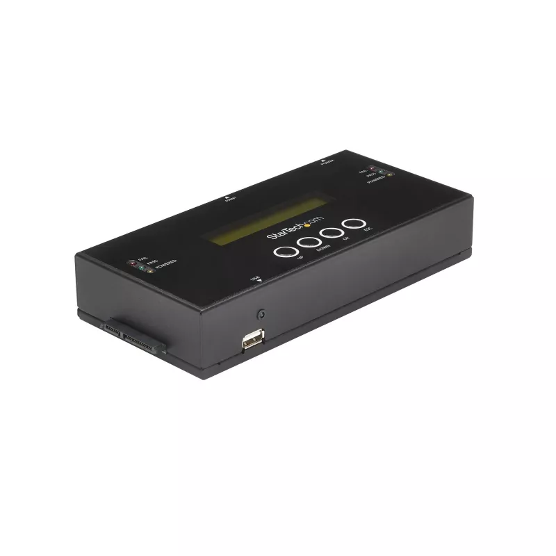 StarTech.com 1:1 Standalone-Festplatten-Duplizierer und -Löscher, SAS- und SATA-HDD/SSD-Kloner/Kopierer, Festplatten-Duplizierer und -Sanitisierer, LCD-Anzeige, TAA-konform