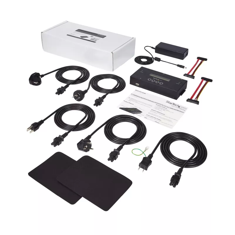 StarTech.com 1:1 Standalone-Festplatten-Duplizierer und -Löscher, SAS- und SATA-HDD/SSD-Kloner/Kopierer, Festplatten-Duplizierer und -Sanitisierer, LCD-Anzeige, TAA-konform