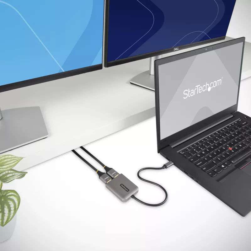 StarTech.com USB-C auf Dual HDMI MST HUB - Dual HDMI 4K 60Hz - USB Typ C Multi-Monitor-Adapter für Laptop mit 30cm Kabel - DP 1.4 Multi-Stream Transport Hub - USB-C auf HDMI Splitter