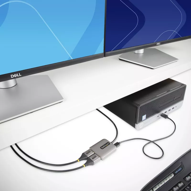 StarTech.com 2-Port DisplayPort MST Hub, Dual 4K 60Hz, DP auf 2x DisplayPort Monitor Adapter, DP 1.4 Multi-Monitor Video Adapter, 30 cm integriertes Kabel, USB mit Strom versorgt, nur Windows