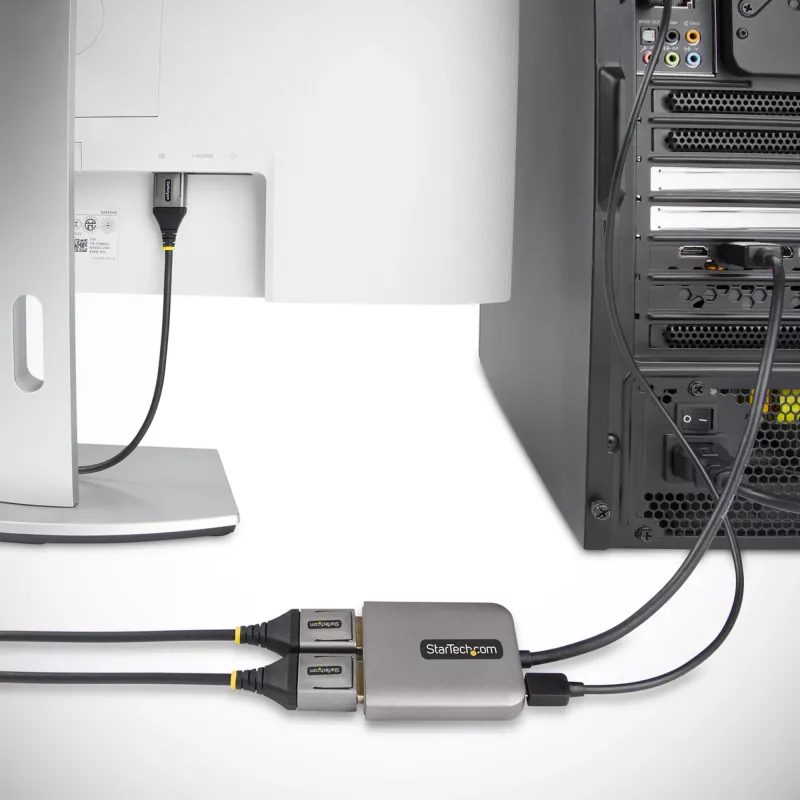 StarTech.com 2-Port DisplayPort MST Hub, Dual 4K 60Hz, DP auf 2x DisplayPort Monitor Adapter, DP 1.4 Multi-Monitor Video Adapter, 30 cm integriertes Kabel, USB mit Strom versorgt, nur Windows