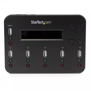 StarTech.com Standalone 1-auf-5 USB-Stick-Duplikator und -Löscher, Multi-USB-Flash-Laufwerk-Kopierer, System- und Datei- sowie Ganzlaufwerkskopie mit 1,5 GB/min, Einzel- und 3-Pass-Löschung, LCD-Anzeige – TAA
