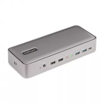 StarTech.com Dual-Laptop USB-C KVM-Dockingstation, Dual-Monitor 4K 60Hz DisplayPort-Dock, 5-Port USB-Hub, GbE, 90W/45W Power Delivery an zwei Laptops, Windows/Mac, 2-Host KVM-Dock - TAA