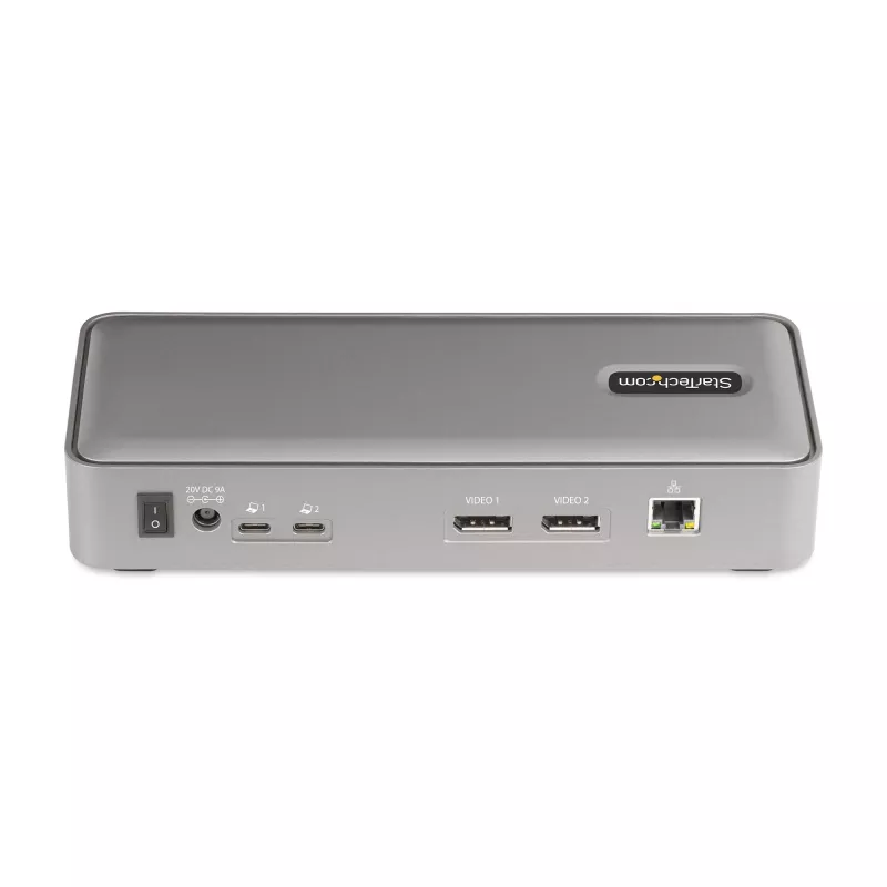StarTech.com Dual-Laptop USB-C KVM-Dockingstation, Dual-Monitor 4K 60Hz DisplayPort-Dock, 5-Port USB-Hub, GbE, 90W/45W Power Delivery an zwei Laptops, Windows/Mac, 2-Host KVM-Dock - TAA