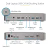 StarTech.com Dual-Laptop USB-C KVM-Dockingstation, Dual-Monitor 4K 60Hz DisplayPort-Dock, 5-Port USB-Hub, GbE, 90W/45W Power Delivery an zwei Laptops, Windows/Mac, 2-Host KVM-Dock - TAA