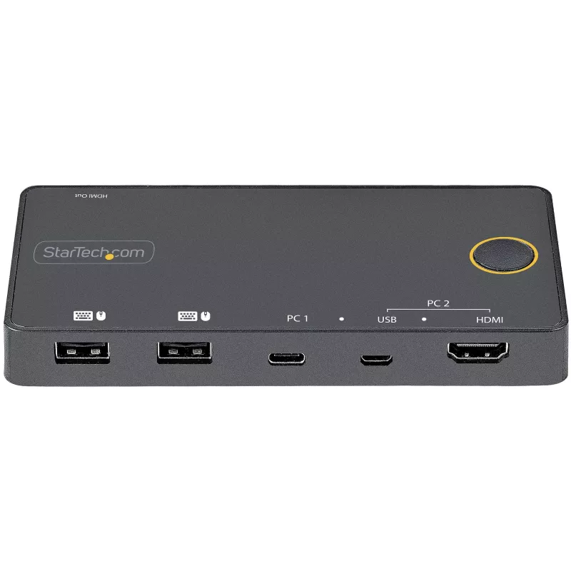 StarTech.com 2-Port Hybrid USB-A + HDMI & USB-C KVM-Switch - Einzelner 4K 60Hz HDMI 2.0 Monitor - Kompakter Desktop- und/oder Laptop-HDMI-KVM-Switch - USB-Bus-betrieben - Thunderbolt 3 kompatibel