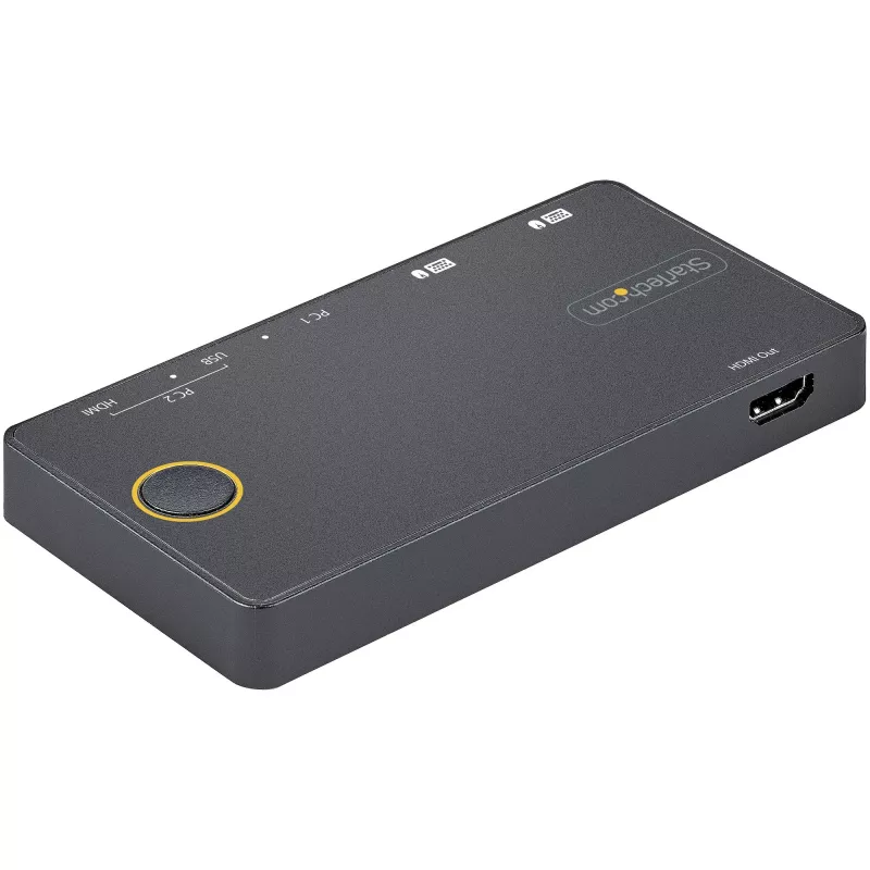 StarTech.com 2-Port Hybrid USB-A + HDMI & USB-C KVM-Switch - Einzelner 4K 60Hz HDMI 2.0 Monitor - Kompakter Desktop- und/oder Laptop-HDMI-KVM-Switch - USB-Bus-betrieben - Thunderbolt 3 kompatibel