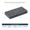 StarTech.com 2-Port Hybrid USB-A + HDMI & USB-C KVM-Switch - Einzelner 4K 60Hz HDMI 2.0 Monitor - Kompakter Desktop- und/oder Laptop-HDMI-KVM-Switch - USB-Bus-betrieben - Thunderbolt 3 kompatibel