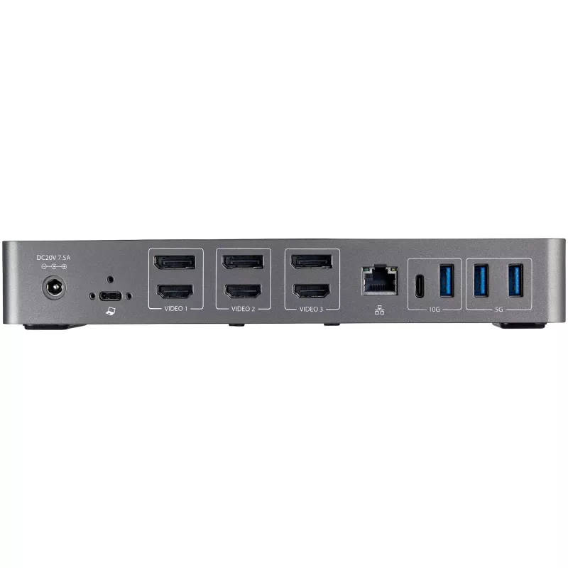 StarTech.com USB-C & USB-A Dock - Hybrid Universal Triple Monitor Laptop Docking Station DisplayPort & HDMI 4K 60Hz - 85W Power Delivery, 6x USB Hub, GbE, Audio - USB 3.1 Gen 2 10Gbps - TAA