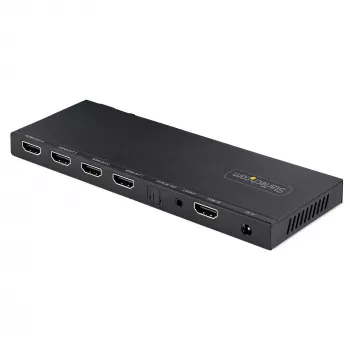 StarTech.com 4-Port HDMI-Splitter, 4K 60Hz HDMI 2.0 Video, 4K HDMI-Splitter mit integriertem Scaler, HDMI-Splitter 1 In 4 Out, 3,5 mm/optischer Audioanschluss, HDMI Anzeige/Ausgangssplitter