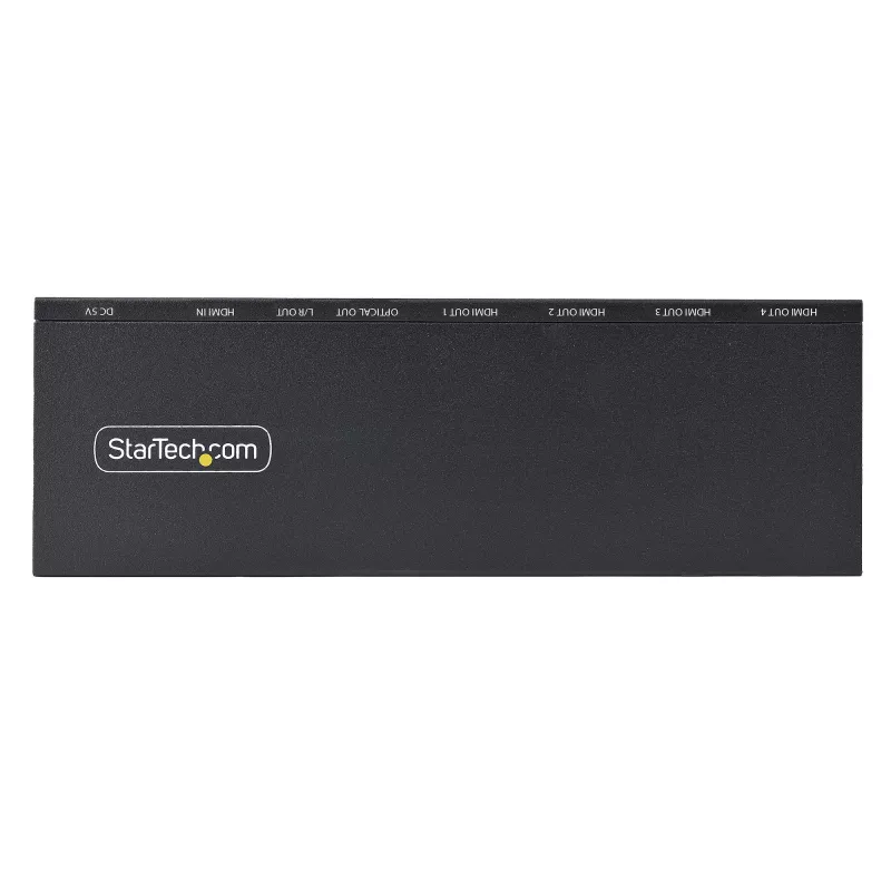StarTech.com 4-Port HDMI-Splitter, 4K 60Hz HDMI 2.0 Video, 4K HDMI-Splitter mit integriertem Scaler, HDMI-Splitter 1 In 4 Out, 3,5 mm/optischer Audioanschluss, HDMI Anzeige/Ausgangssplitter