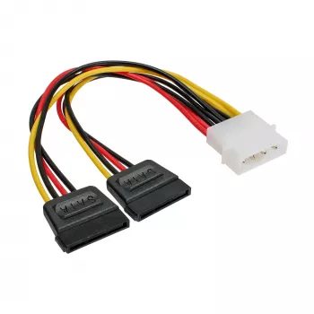 InLine Internes Strom-Y-Kabel 1x 5,25 Zoll / 2x SATA Strom 0,20 m
