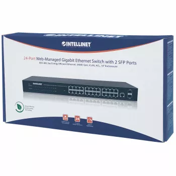 Intellinet 24-Port Netzwerk-Switch, 24 Ports (RJ45), Rackmount, Gigabit, 4 SFP, Ethernet Web-Smart, 10/100/1000 Mbit