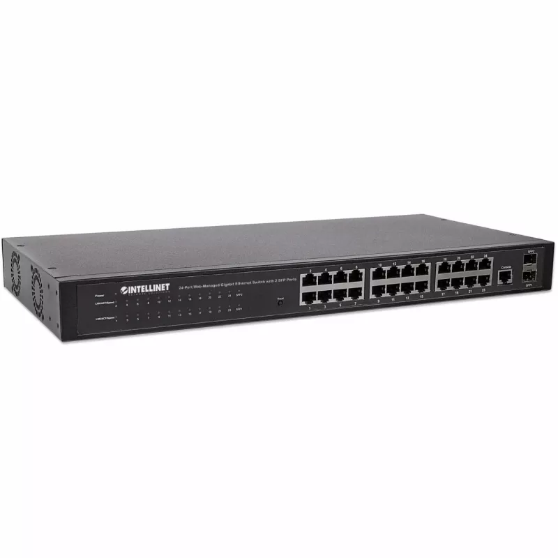 Intellinet 24-Port Netzwerk-Switch, 24 Ports (RJ45), Rackmount, Gigabit, 4 SFP, Ethernet Web-Smart, 10/100/1000 Mbit