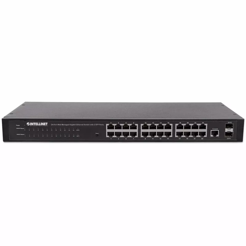 Intellinet 24-Port Netzwerk-Switch, 24 Ports (RJ45), Rackmount, Gigabit, 4 SFP, Ethernet Web-Smart, 10/100/1000 Mbit