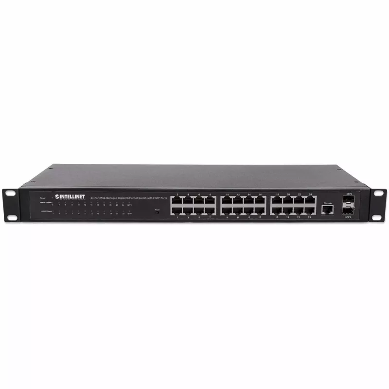 Intellinet 24-Port Netzwerk-Switch, 24 Ports (RJ45), Rackmount, Gigabit, 4 SFP, Ethernet Web-Smart, 10/100/1000 Mbit