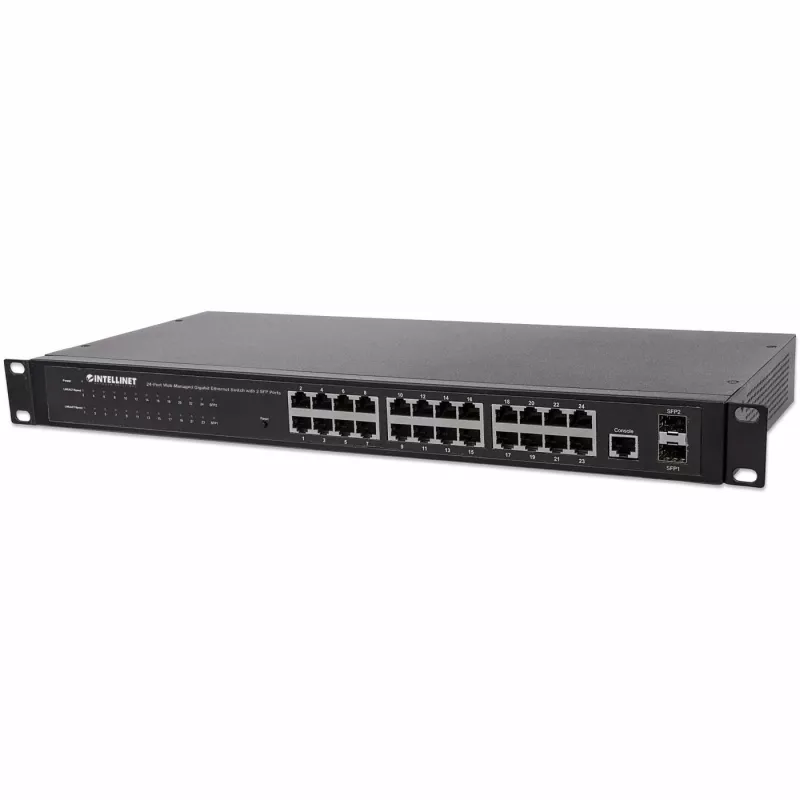 Intellinet 24-Port Netzwerk-Switch, 24 Ports (RJ45), Rackmount, Gigabit, 4 SFP, Ethernet Web-Smart, 10/100/1000 Mbit
