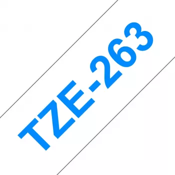Etikettenband Brother TZe263 36 mm Blau auf Weiß