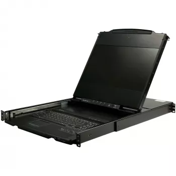 StarTech.com Dual-Rail-Rackmount-KVM-Konsole HD 1080p – Einzelanschluss DVI/VGA KVM mit 17-Zoll-LCD-Monitor für Serverschrank – Voll ausgestattete 1HE-LCD-KVM-Schublade mit Kabeln – USB-Unterstützung – 44230 MTBF