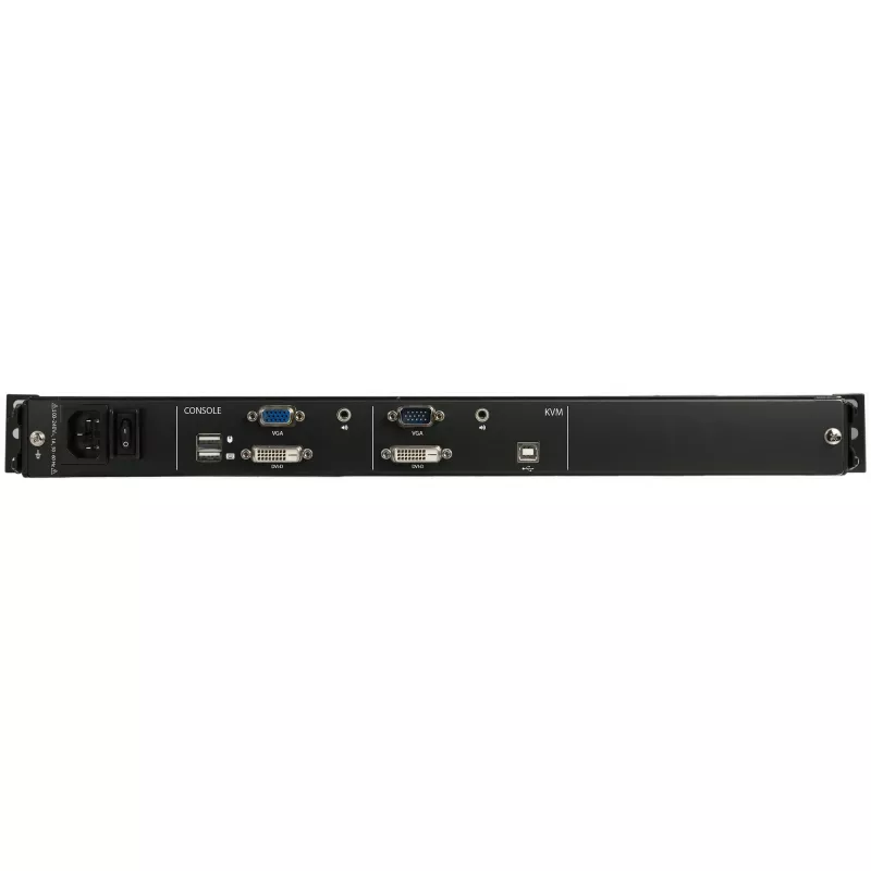 StarTech.com Dual-Rail-Rackmount-KVM-Konsole HD 1080p – Einzelanschluss DVI/VGA KVM mit 17-Zoll-LCD-Monitor für Serverschrank – Voll ausgestattete 1HE-LCD-KVM-Schublade mit Kabeln – USB-Unterstützung – 44230 MTBF