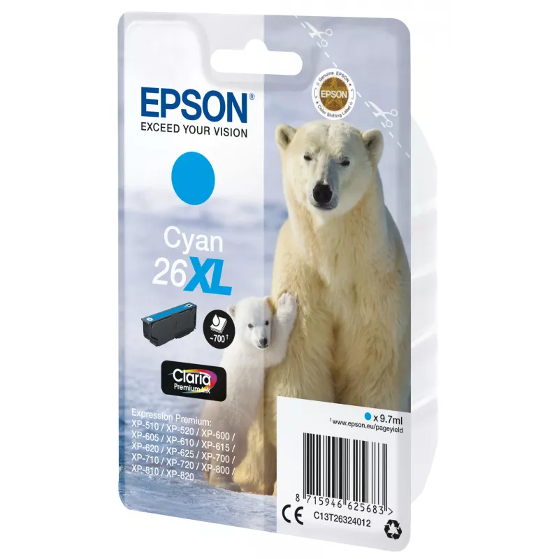 Epson Eisbär Einzelpack Cyan 26XL Claria Premium Ink