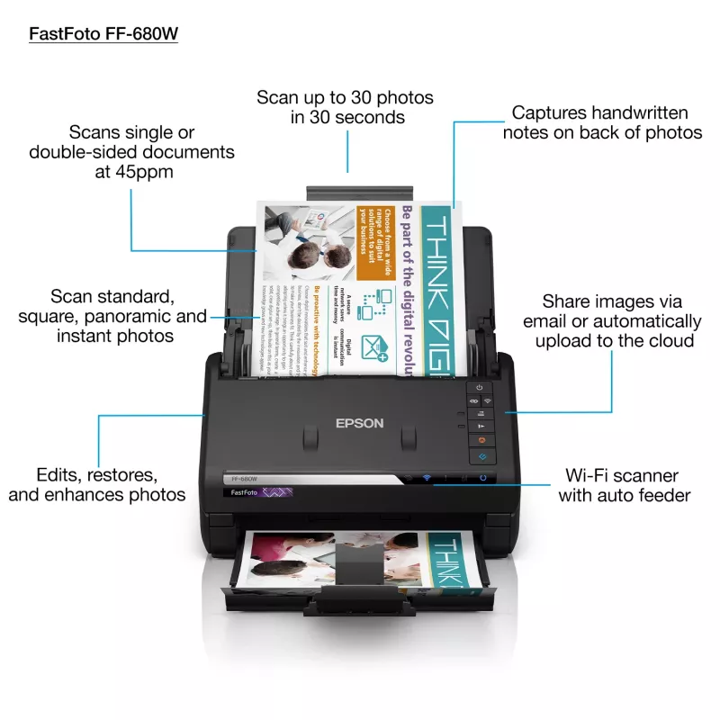 Epson FastFoto FF-680W Blatteinzugsscanner 600 x 600 DPI A4 Schwarz