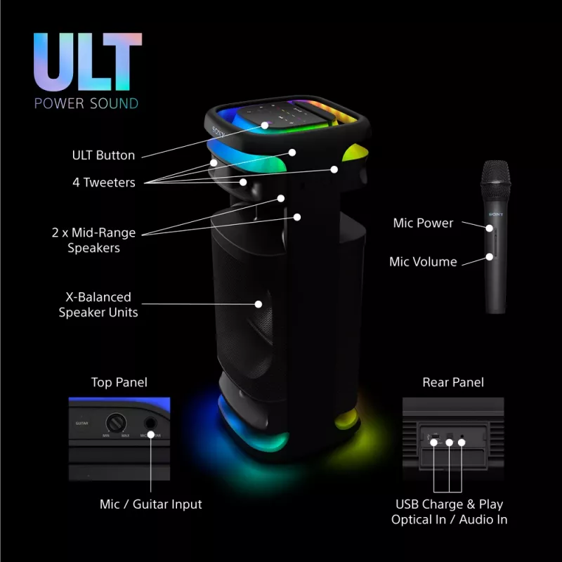 Lautsprecher Sony SRS-ULT1000 ULT TOWER 10 — 139 W, Bluetooth, tragbar, schwarz