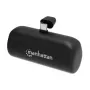 Manhattan Powerbank mit integriertem USB-C-Stecker, 5000 mAh, bis zu 10 W Ausgangsleistung, Aufstellständer zur Nutzung als Lade-Handyhalterung, Schwarz, Ein Jahr Garantie