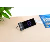 Manhattan Powerbank mit integriertem USB-C-Stecker, 5000 mAh, bis zu 10 W Ausgangsleistung, Aufstellständer zur Nutzung als Lade-Handyhalterung, Schwarz, Ein Jahr Garantie