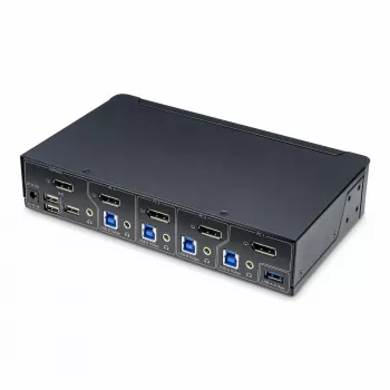 StarTech.com 4-Port DisplayPort KVM-Switch, Einzelner 4K 60Hz Monitor, 6x USB-Anschlüsse, Tasten- & Hotkey-Umschaltung, DisplayPort 1.2, betriebssystemunabhängig, TAA-konform