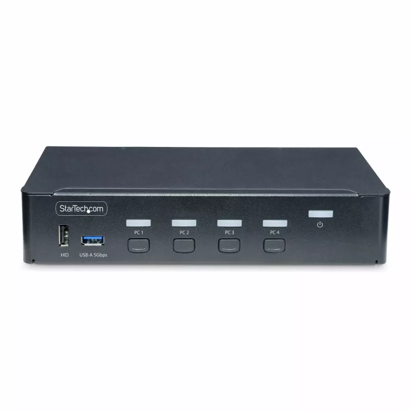 StarTech.com 4-Port DisplayPort KVM-Switch, Einzelner 4K 60Hz Monitor, 6x USB-Anschlüsse, Tasten- & Hotkey-Umschaltung, DisplayPort 1.2, betriebssystemunabhängig, TAA-konform