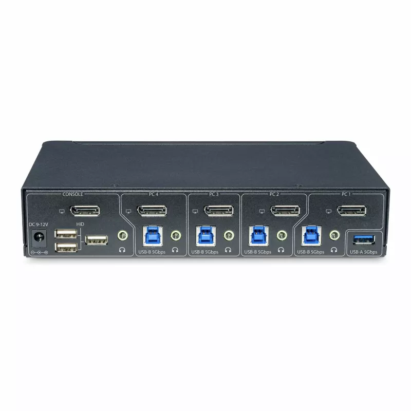 StarTech.com 4-Port DisplayPort KVM-Switch, Einzelner 4K 60Hz Monitor, 6x USB-Anschlüsse, Tasten- & Hotkey-Umschaltung, DisplayPort 1.2, betriebssystemunabhängig, TAA-konform