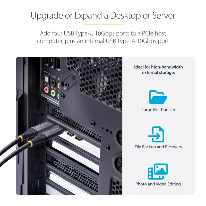 StarTech.com 5-Port USB PCIe-Karte, USB 3.2 10 Gbit/s, PCI Express-Karte mit 4x USB-C-Anschlüssen, 1x interner USB-A-Anschluss, USB PCIe-Controller-Karte, Windows/macOS/Linux