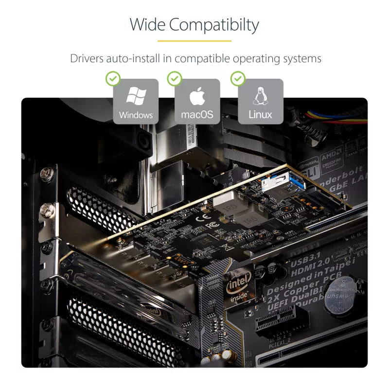 StarTech.com 5-Port USB PCIe-Karte, USB 3.2 10 Gbit/s, PCI Express-Karte mit 4x USB-C-Anschlüssen, 1x interner USB-A-Anschluss, USB PCIe-Controller-Karte, Windows/macOS/Linux