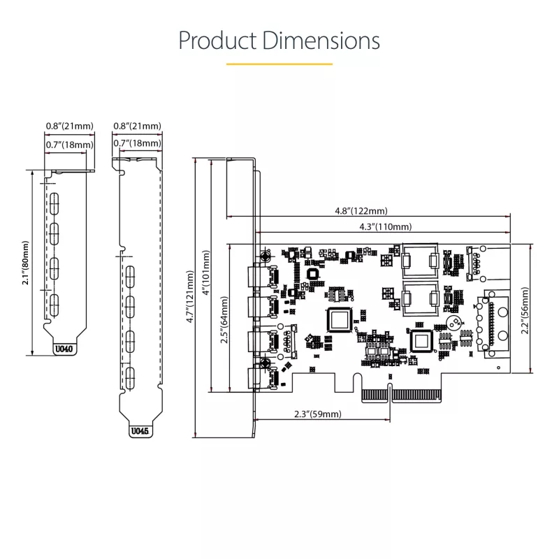 StarTech.com 5-Port USB PCIe-Karte, USB 3.2 10 Gbit/s, PCI Express-Karte mit 4x USB-C-Anschlüssen, 1x interner USB-A-Anschluss, USB PCIe-Controller-Karte, Windows/macOS/Linux
