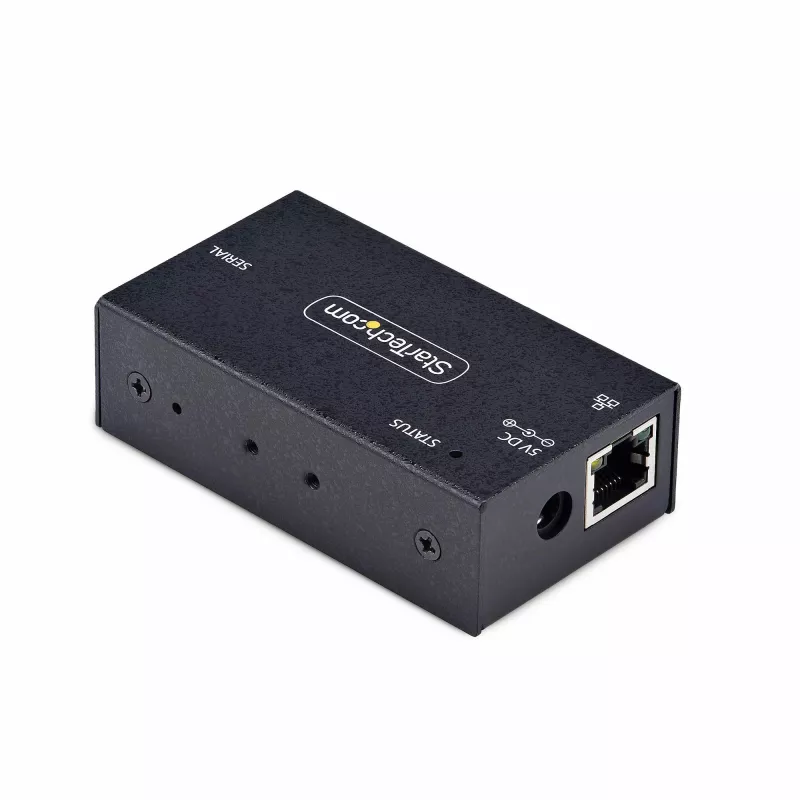 StarTech.com 1-Port Seriell-zu-Ethernet-Adapter, IP-Seriell-Geräteserver für entfernte RS232-Geräte, Wand-/DIN-Schienen-Montage, Metallgehäuse, RJ45-LAN-zu-DB9-Seriell-Konverter