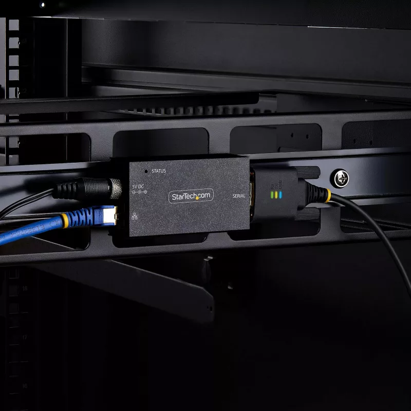 StarTech.com 1-Port Seriell-zu-Ethernet-Adapter, IP-Seriell-Geräteserver für entfernte RS232-Geräte, Wand-/DIN-Schienen-Montage, Metallgehäuse, RJ45-LAN-zu-DB9-Seriell-Konverter