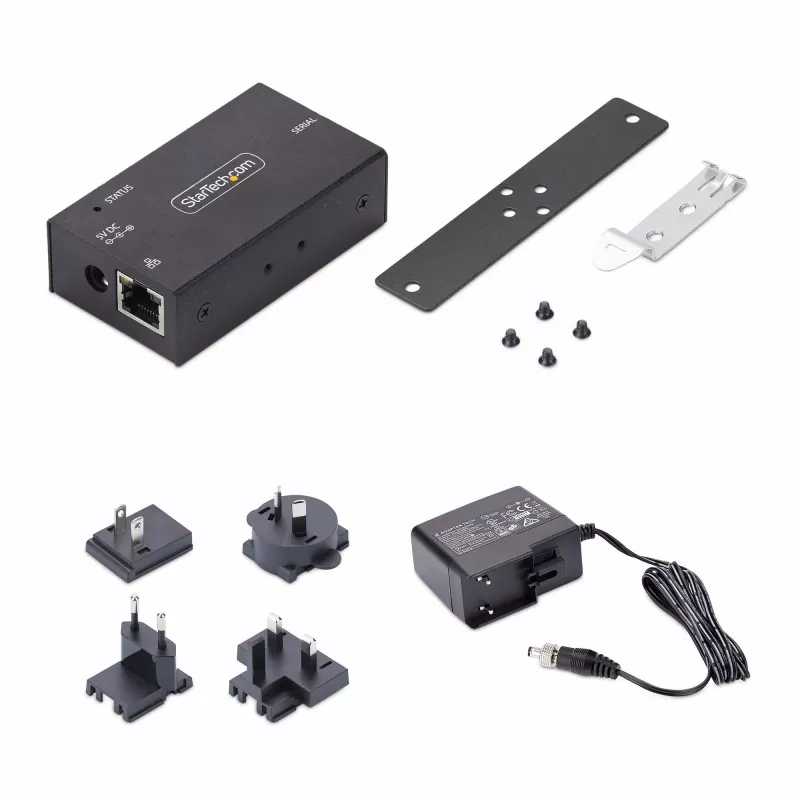 StarTech.com 1-Port Seriell-zu-Ethernet-Adapter, IP-Seriell-Geräteserver für entfernte RS232-Geräte, Wand-/DIN-Schienen-Montage, Metallgehäuse, RJ45-LAN-zu-DB9-Seriell-Konverter