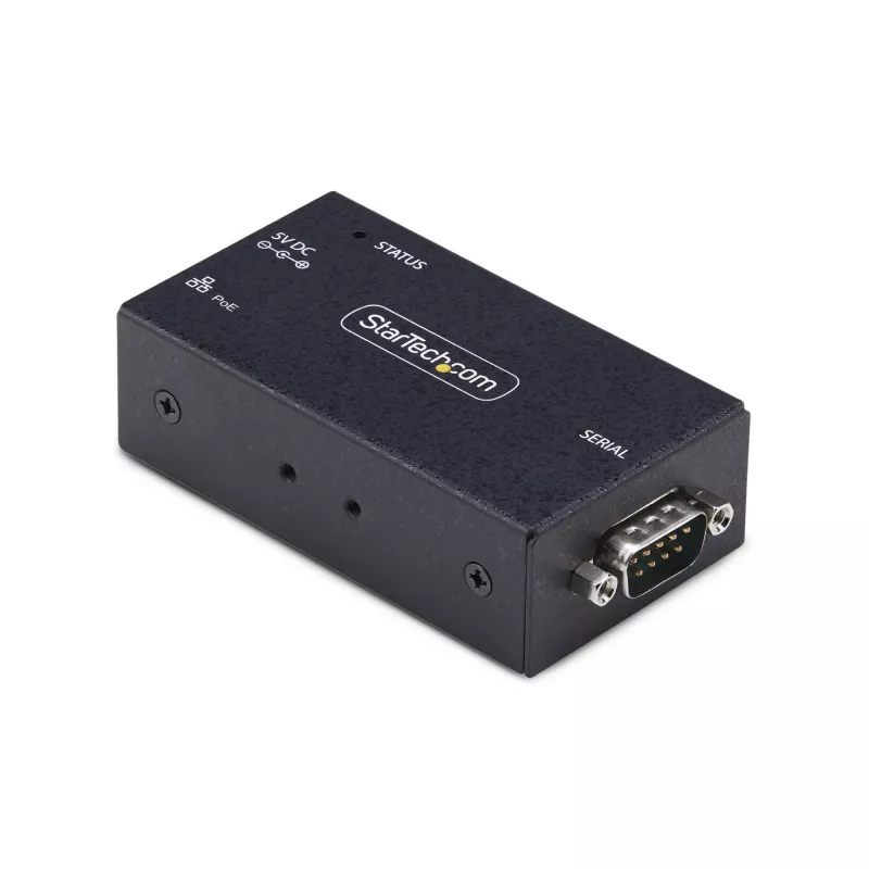 StarTech.com 1-Port Serial zu Ethernet Adapter, 802.3af PoE IP Serieller Geräteserver für entfernte RS232 Geräte, Wand-/DIN-Schienen-montierbar, RJ45 LAN zu DB9 Serieller Konverter, TAA
