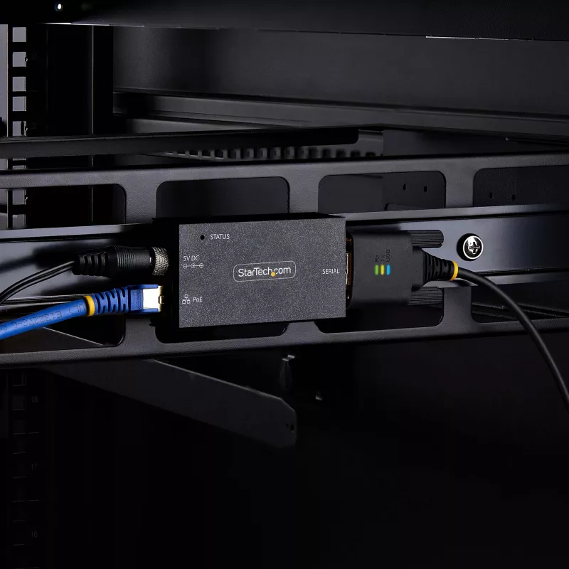 StarTech.com 1-Port Serial zu Ethernet Adapter, 802.3af PoE IP Serieller Geräteserver für entfernte RS232 Geräte, Wand-/DIN-Schienen-montierbar, RJ45 LAN zu DB9 Serieller Konverter, TAA